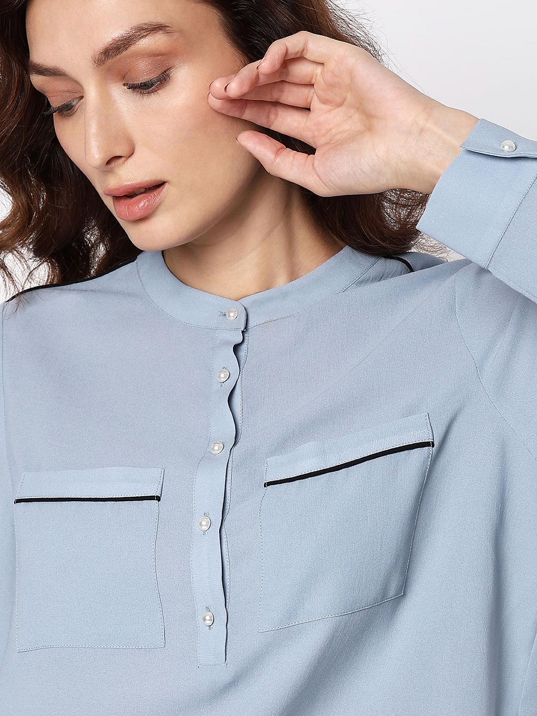 Blue Contrast Tipping Top