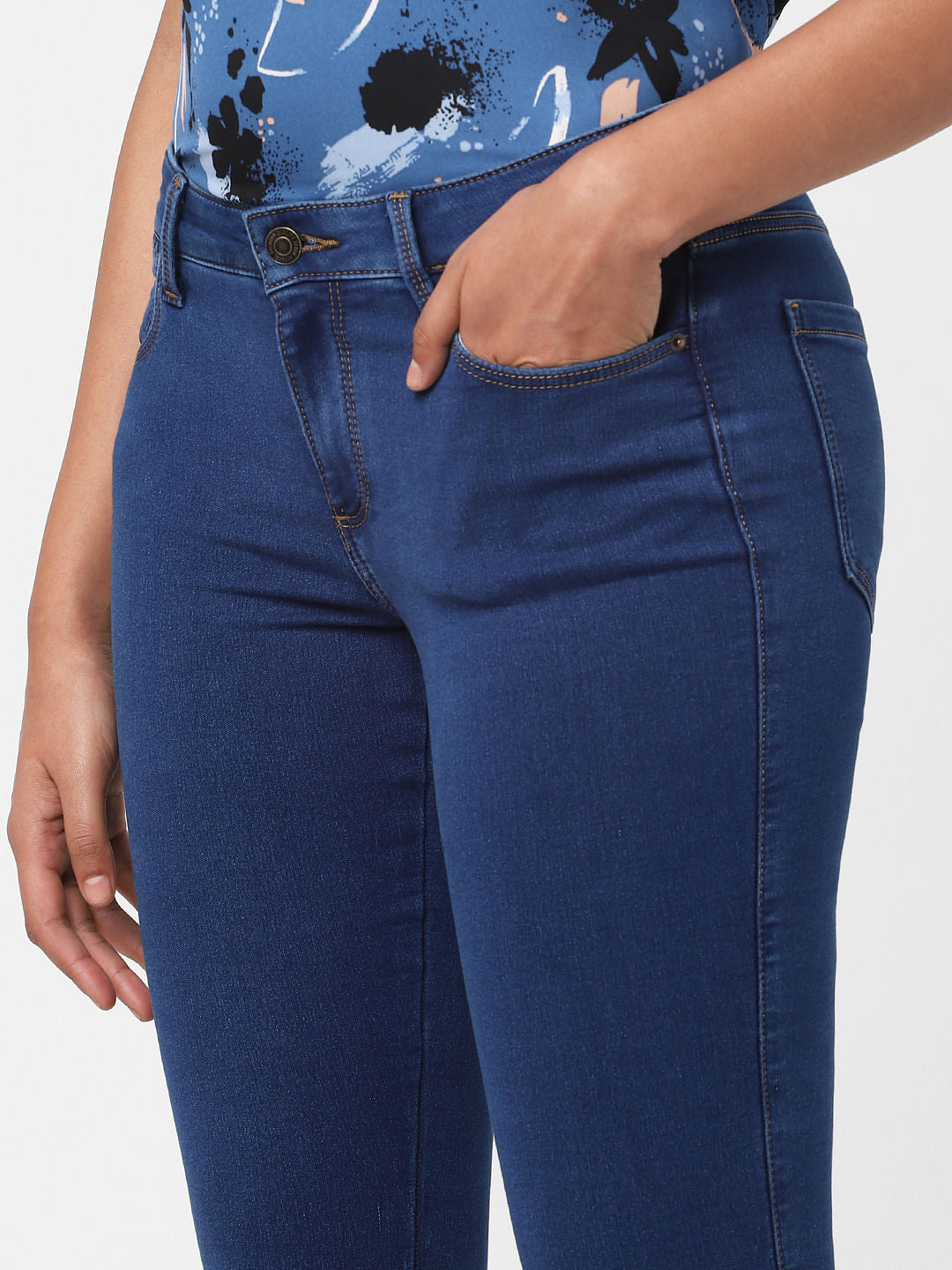 Blue Mid Rise Skinny Jeggings