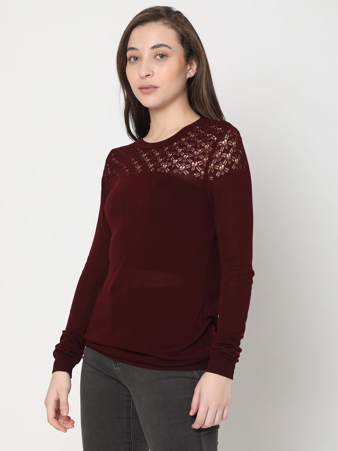 Maroon Cut-Out Sweater