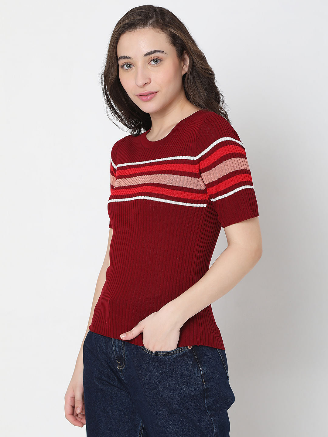 Red Ribbed Top
