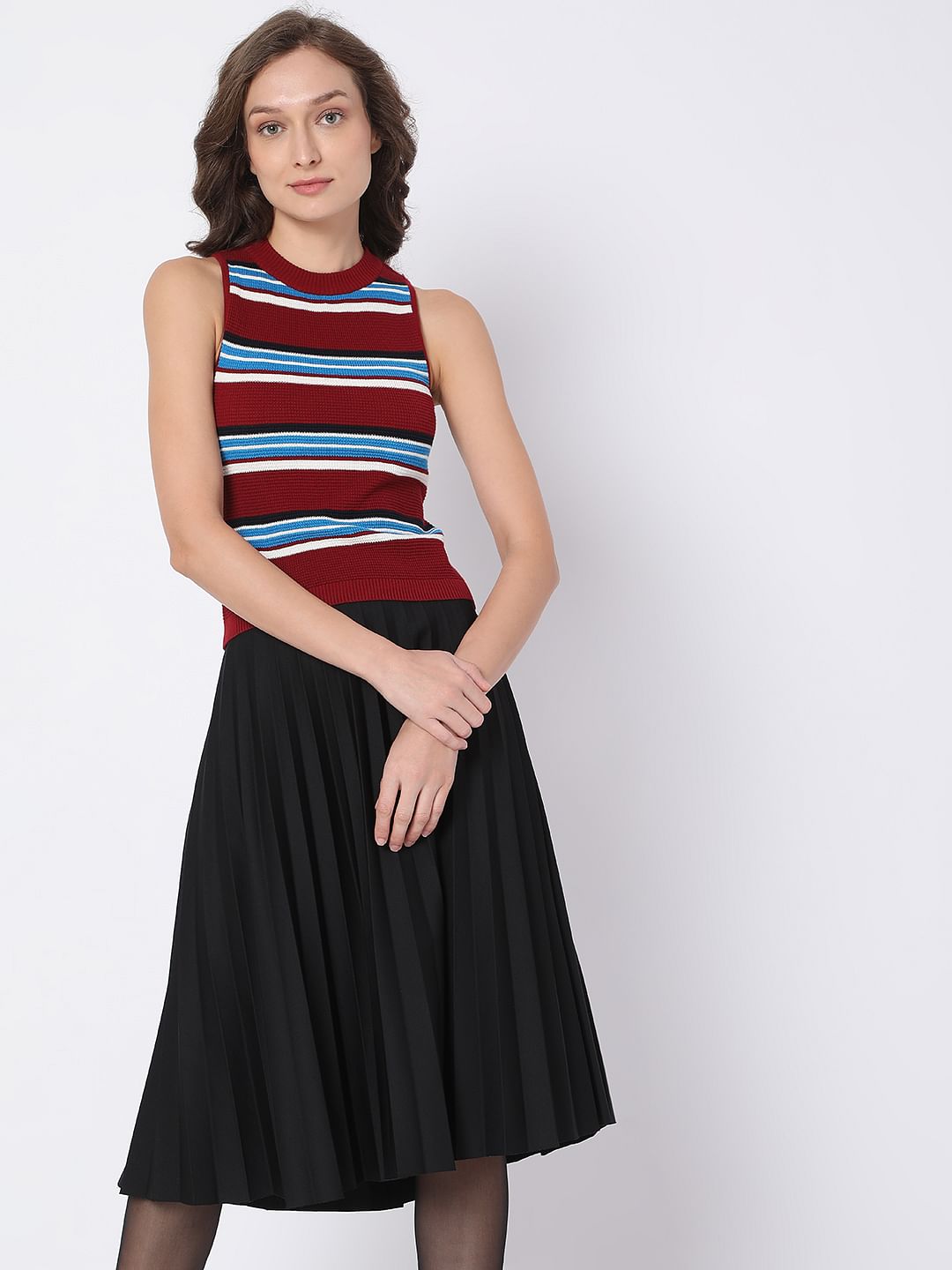 Maroon Striped Top