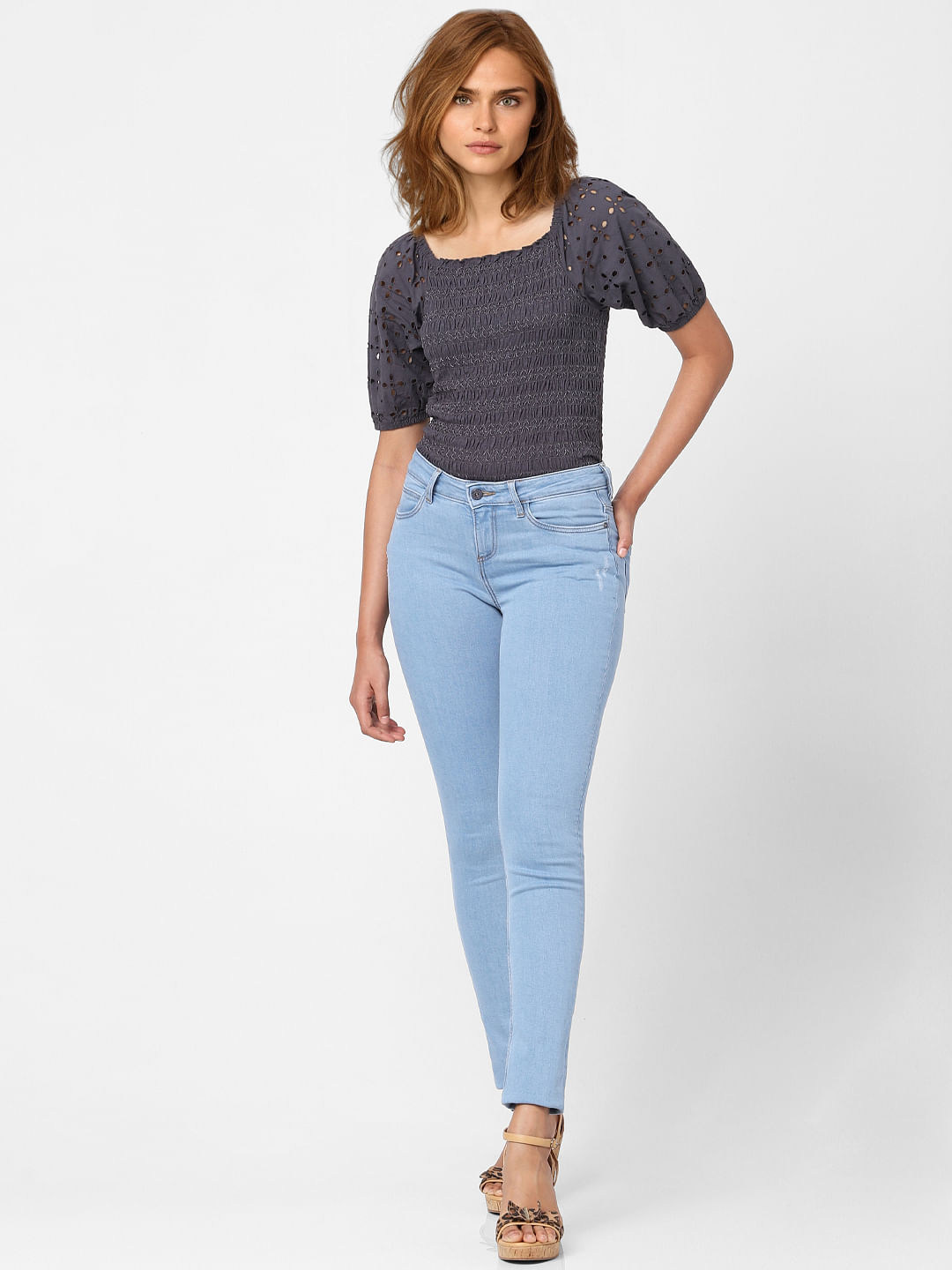 Light Blue Mid Rise Skinny Jeans