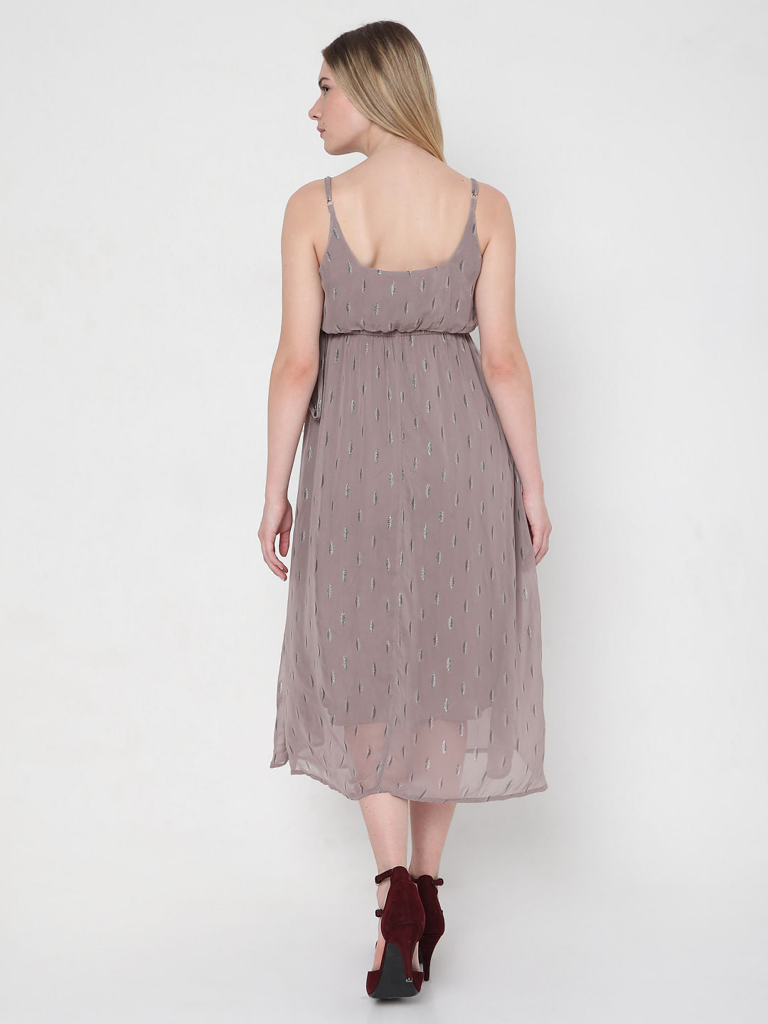 Greige Printed Midi Dress