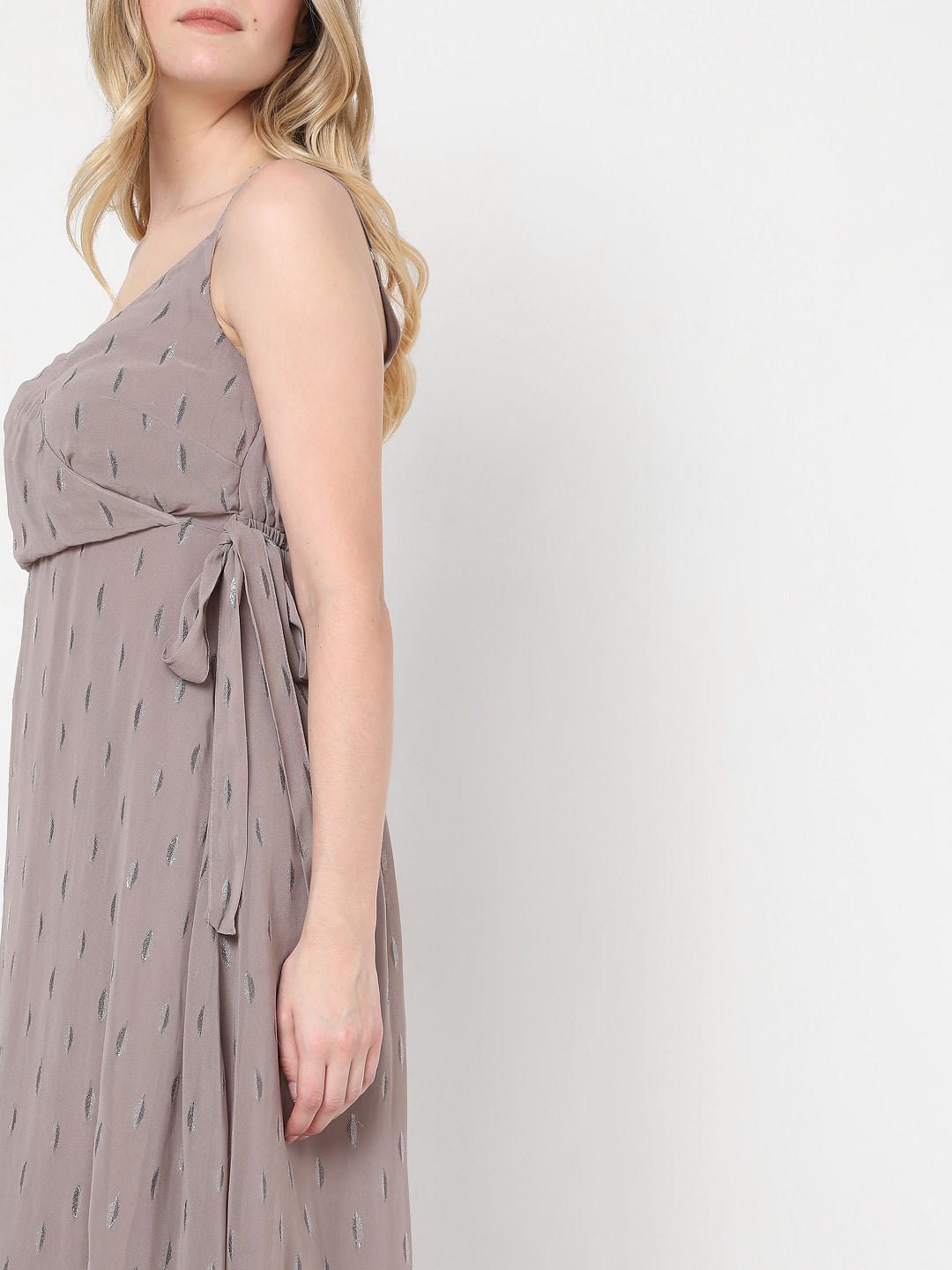 Greige Printed Midi Dress