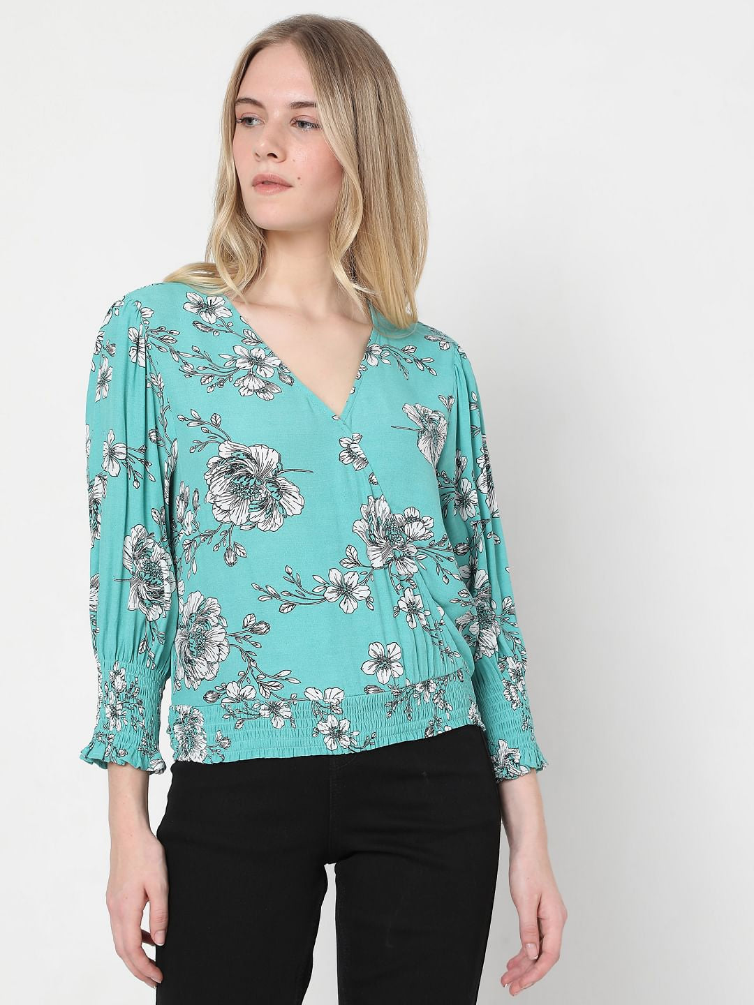 Green Floral Top