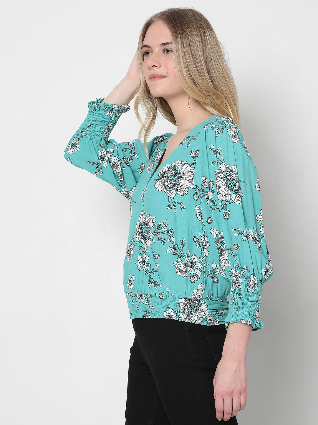 Green Floral Top