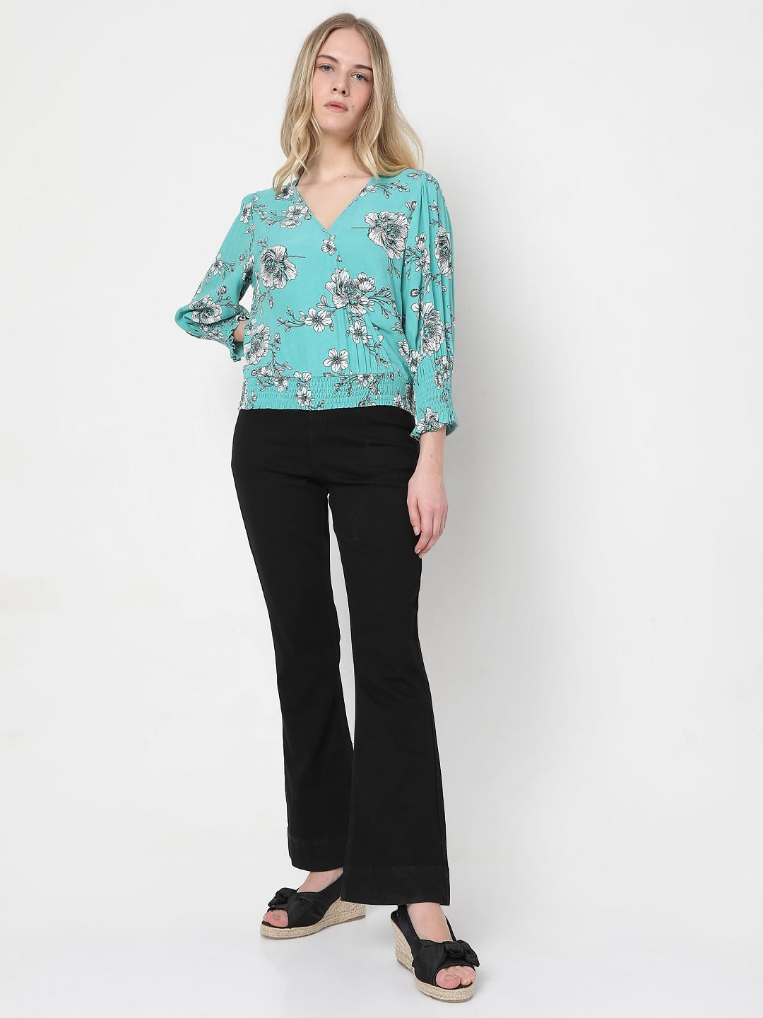 Green Floral Top