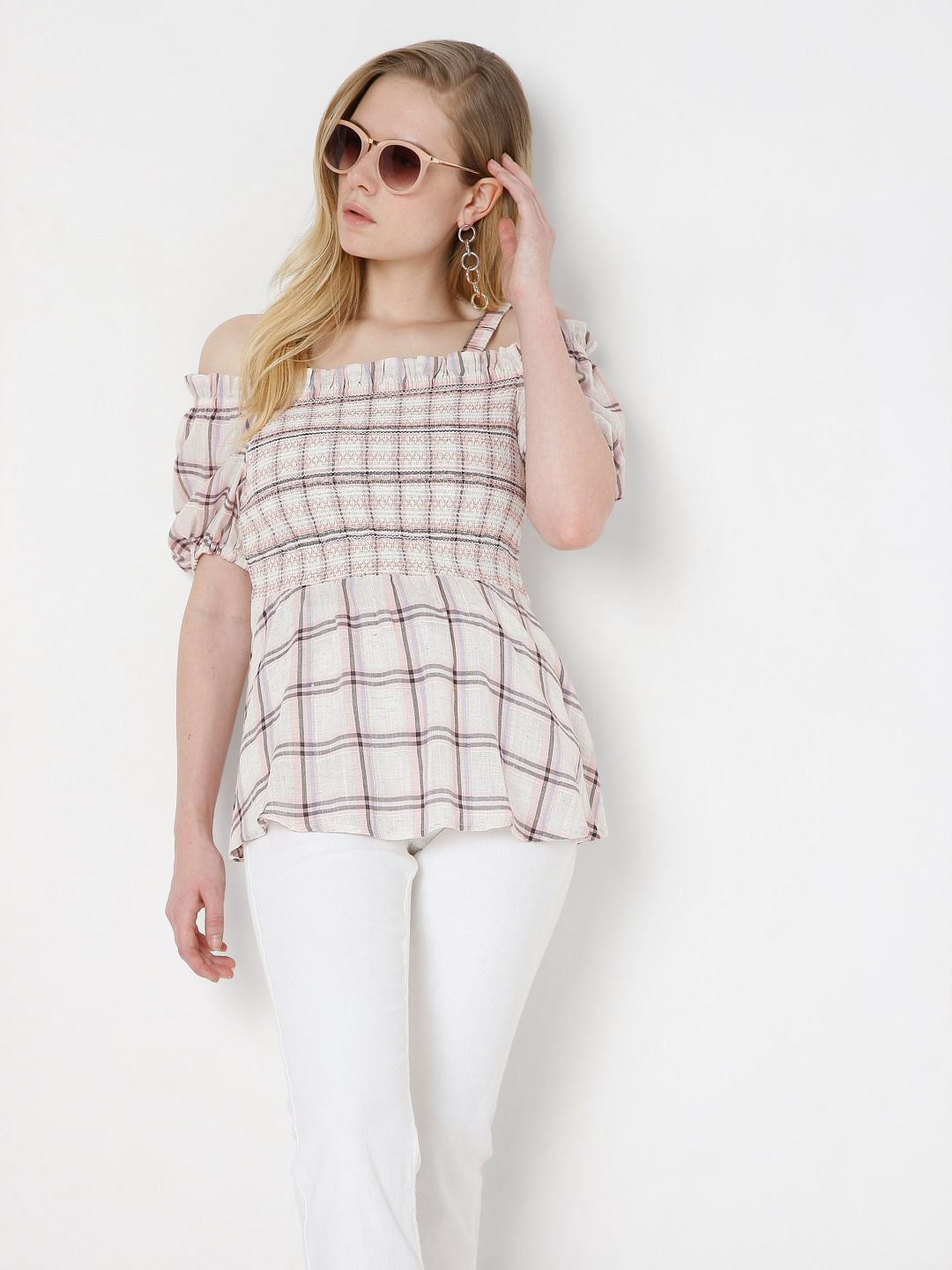 Light Pink Check Top
