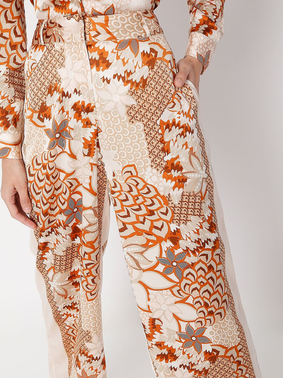 Light Pink High Rise Printed Co-Ord Pants