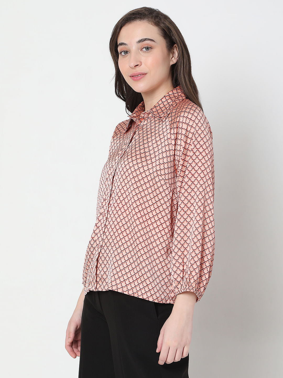 Peach Abstract Print Shirt