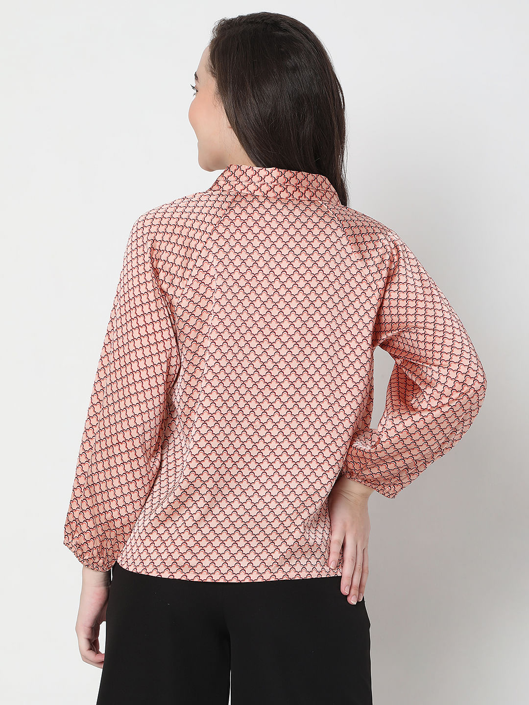 Peach Abstract Print Shirt