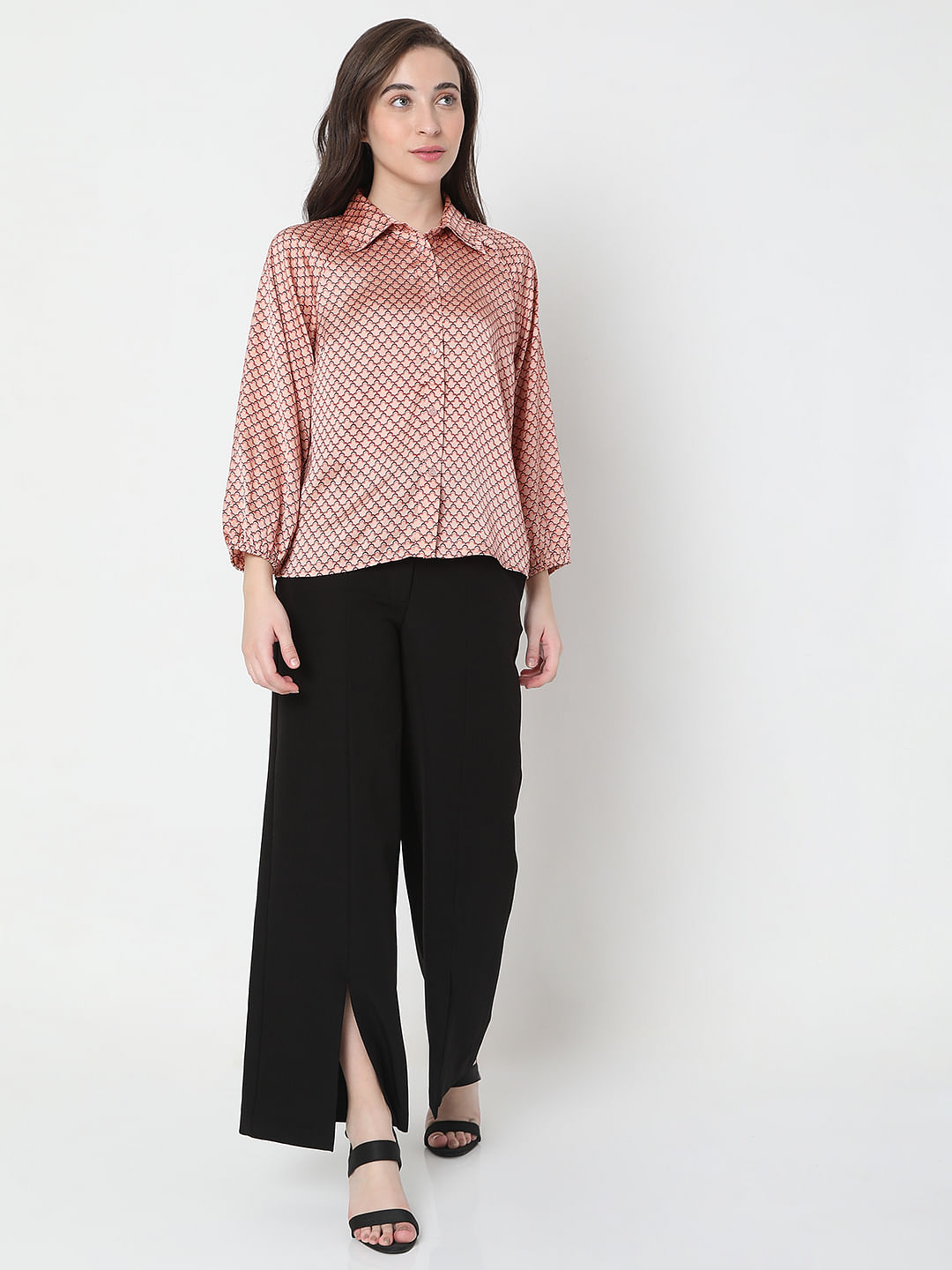 Peach Abstract Print Shirt