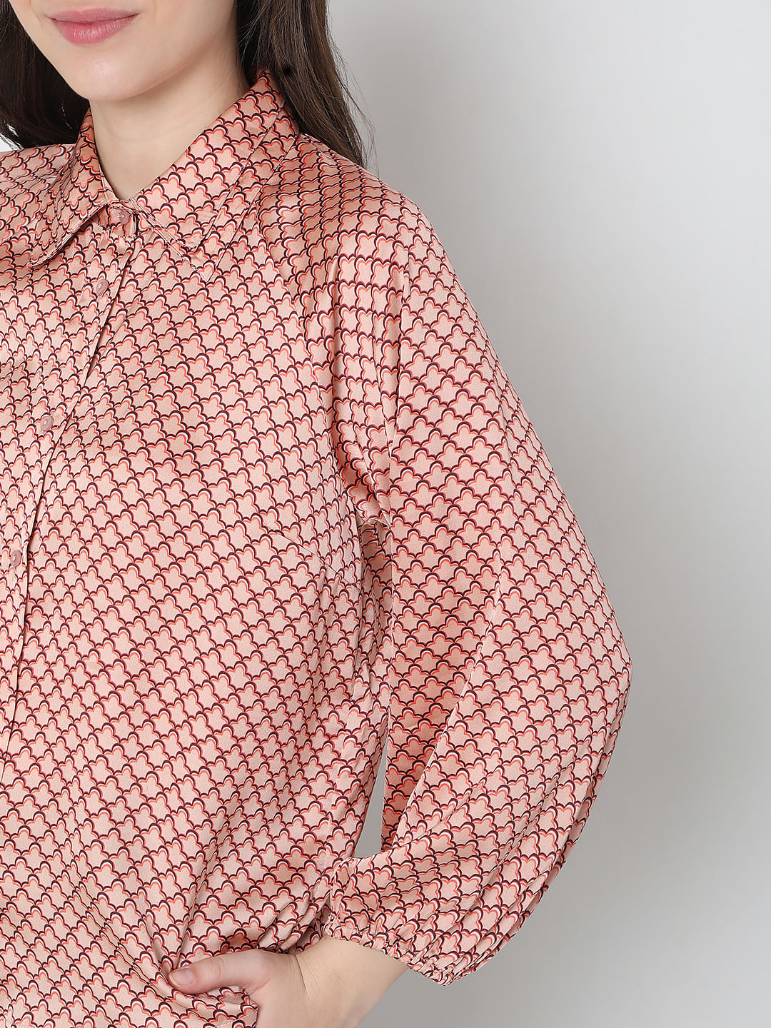 Peach Abstract Print Shirt