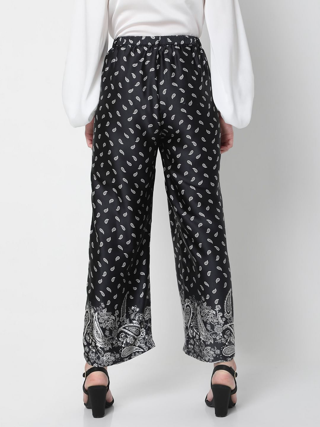 Black High Rise Paisley Co-Ord Culottes