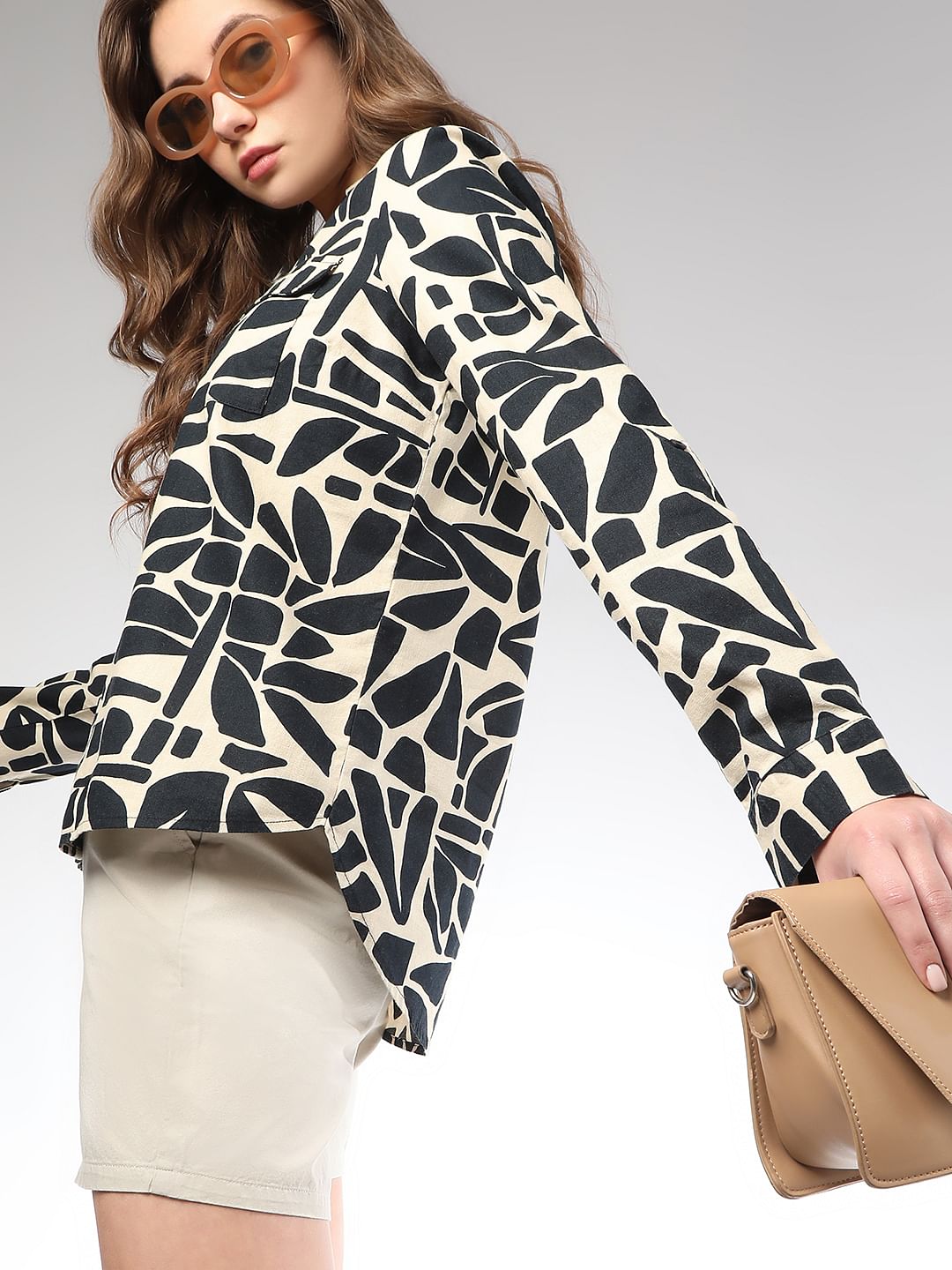 Beige All Over Print Shirt