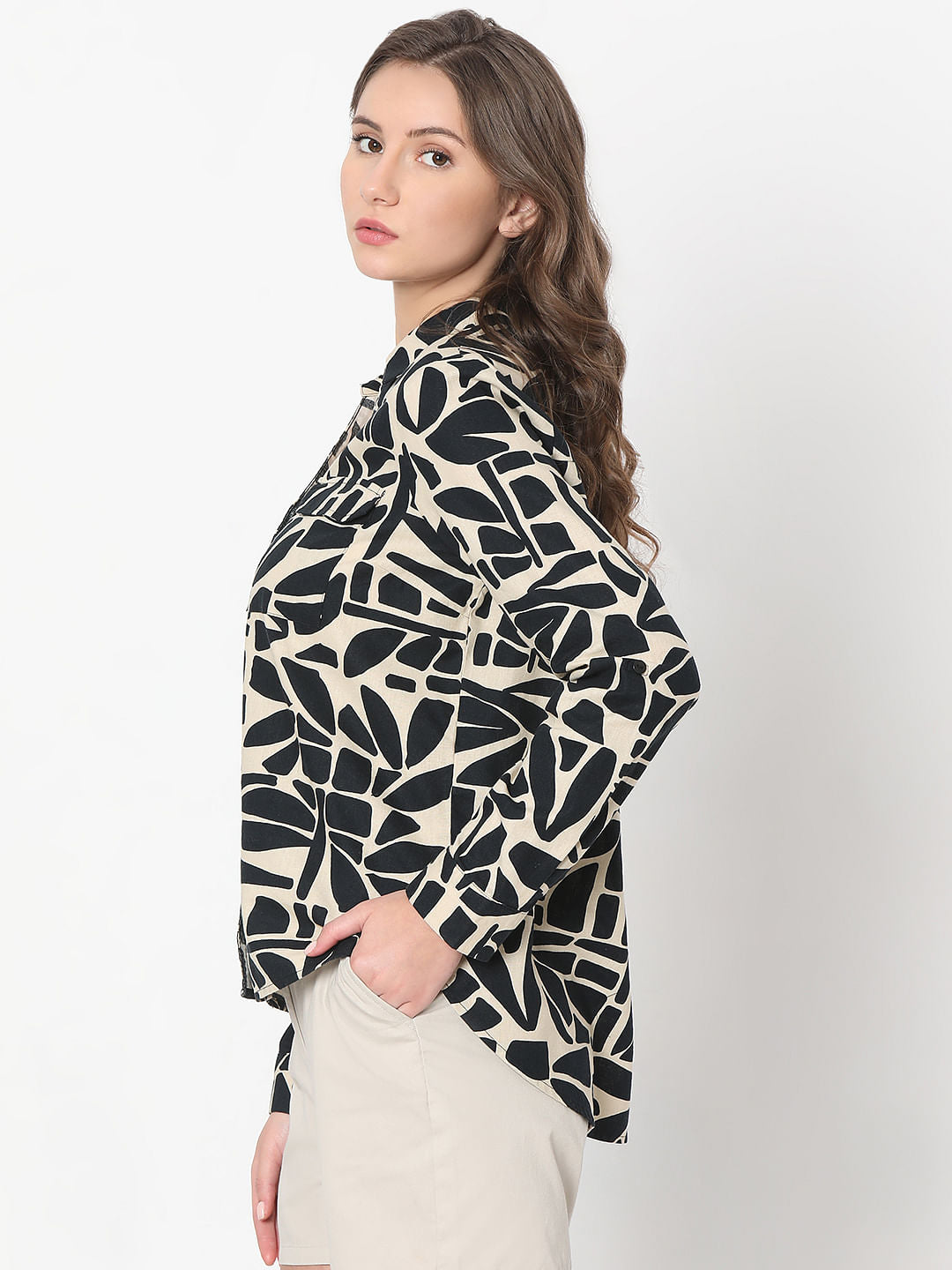 Beige All Over Print Shirt