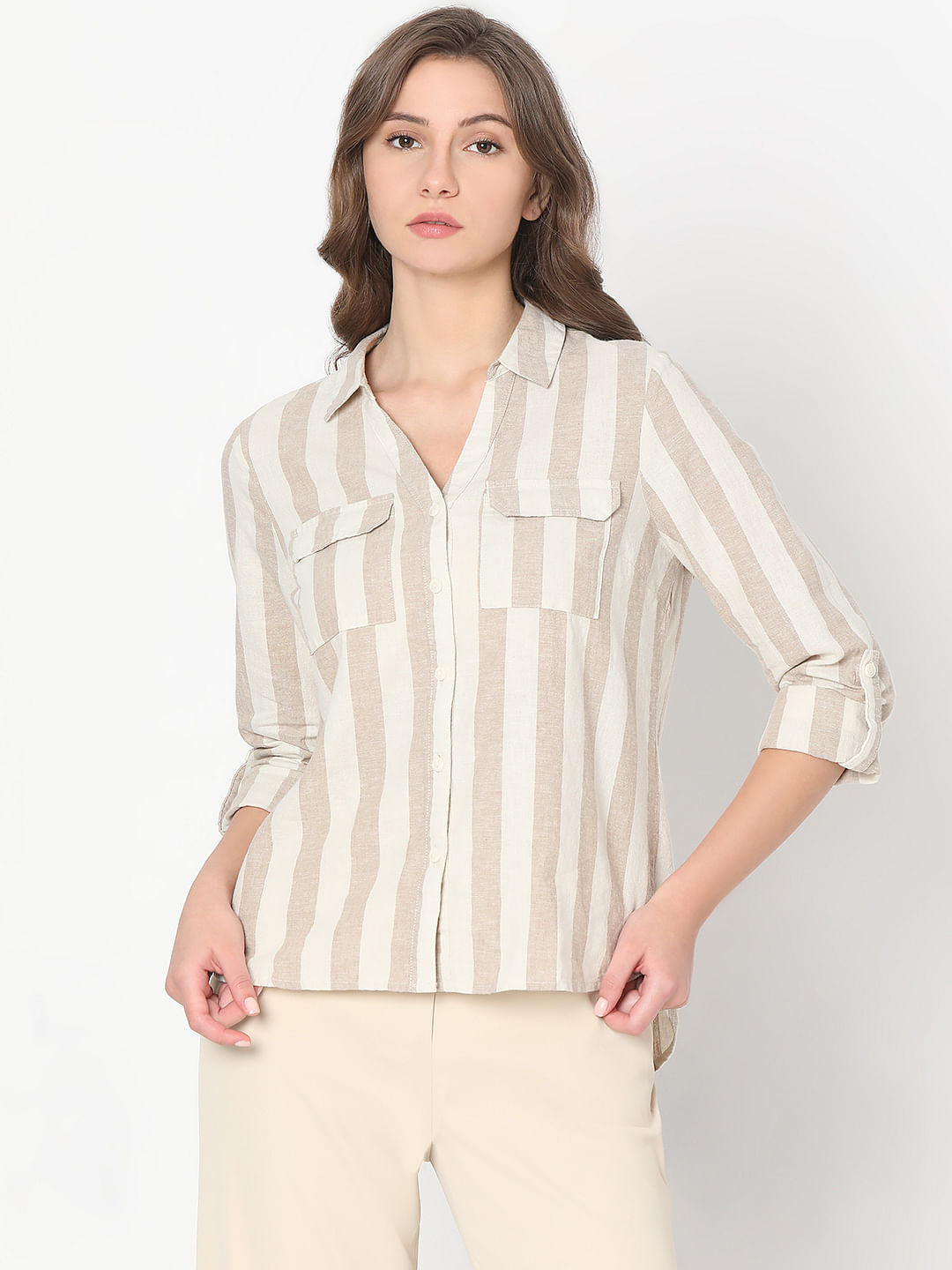 Beige Striped Shirt