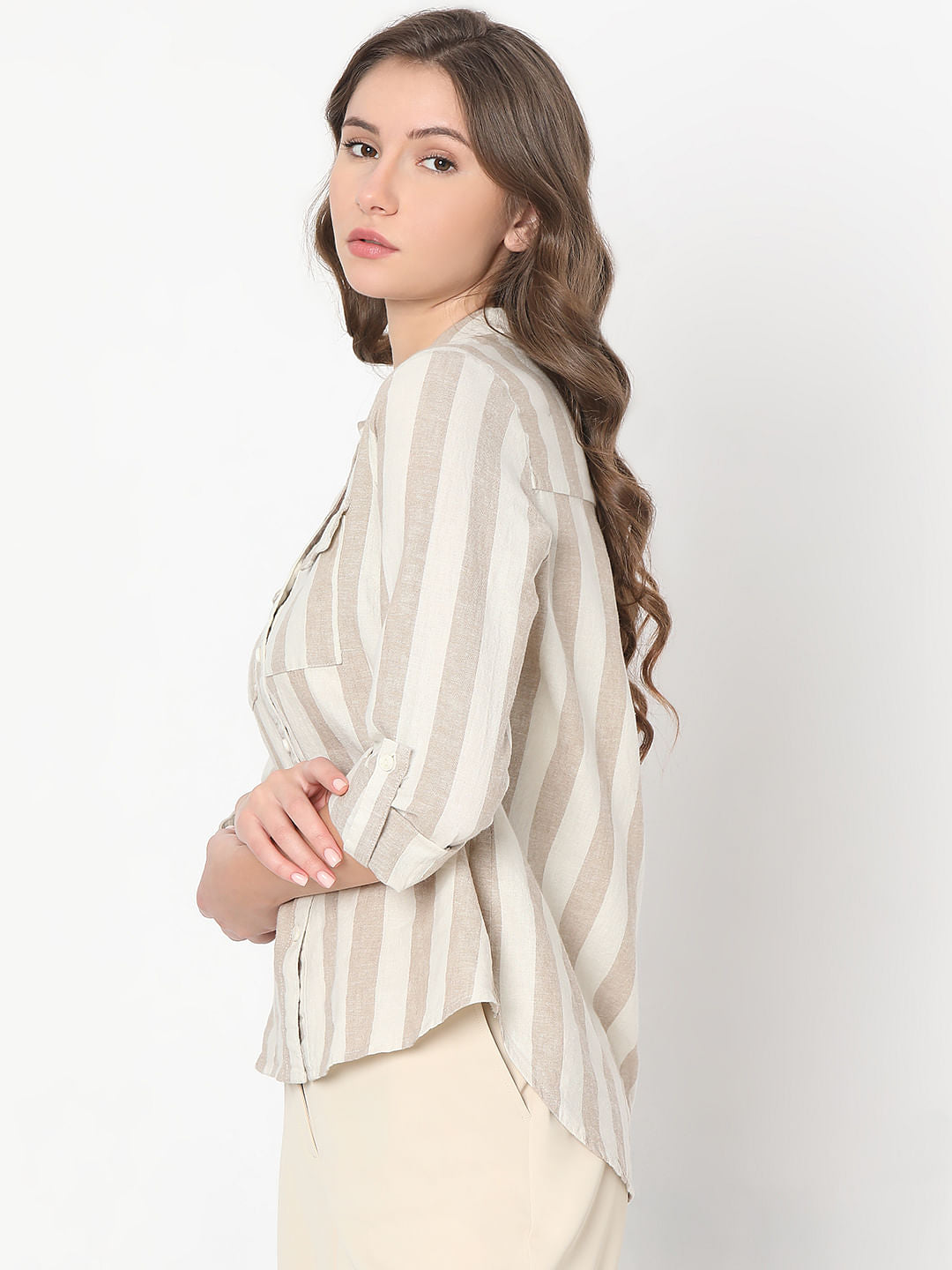Beige Striped Shirt