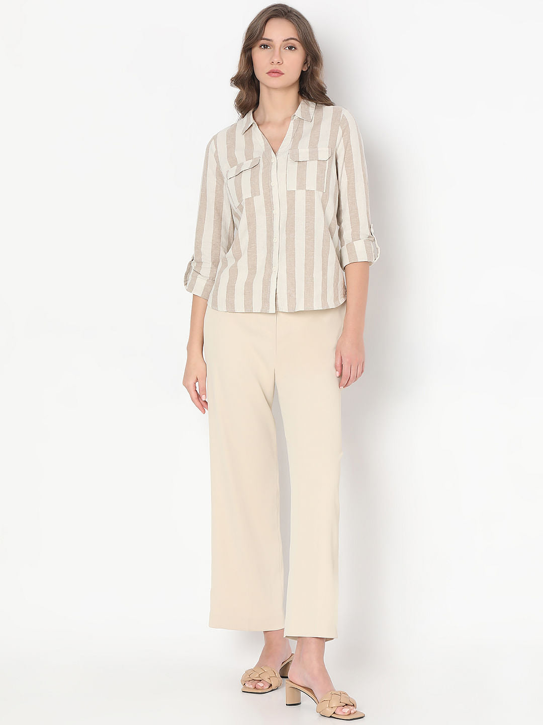 Beige Striped Shirt