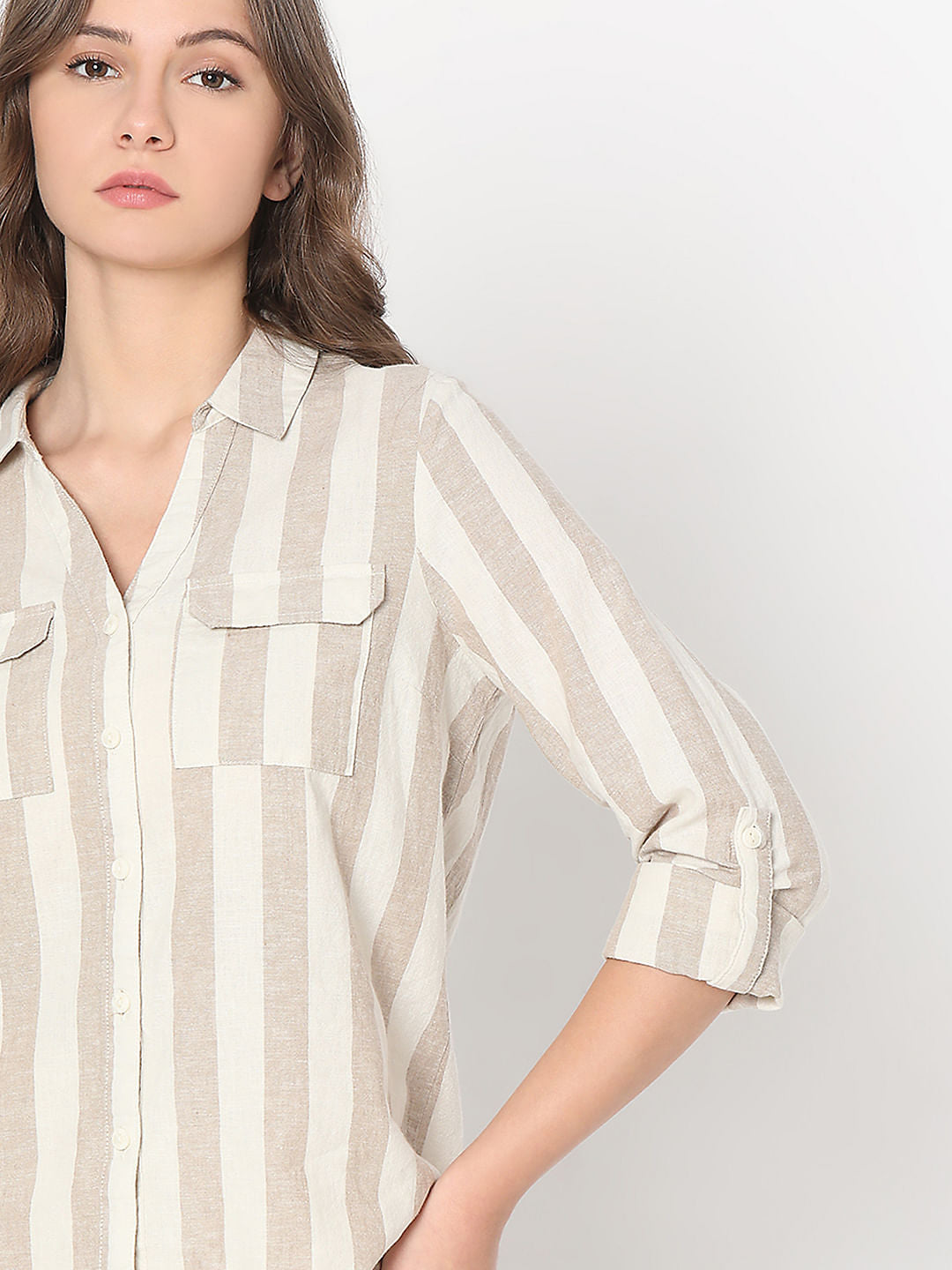 Beige Striped Shirt