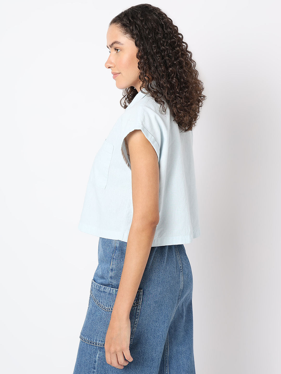 Light Blue Cropped Shirt