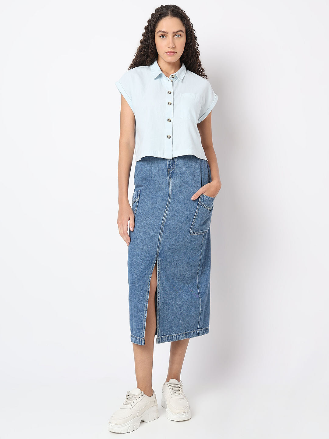 Light Blue Cropped Shirt