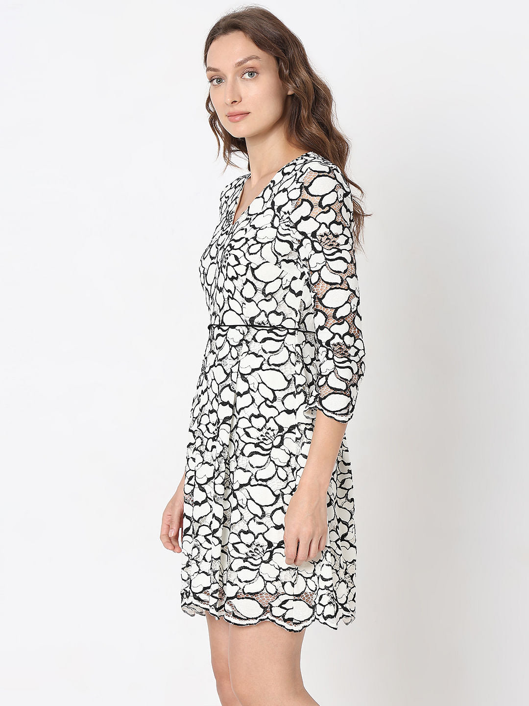 White Lace Embroidered Dress