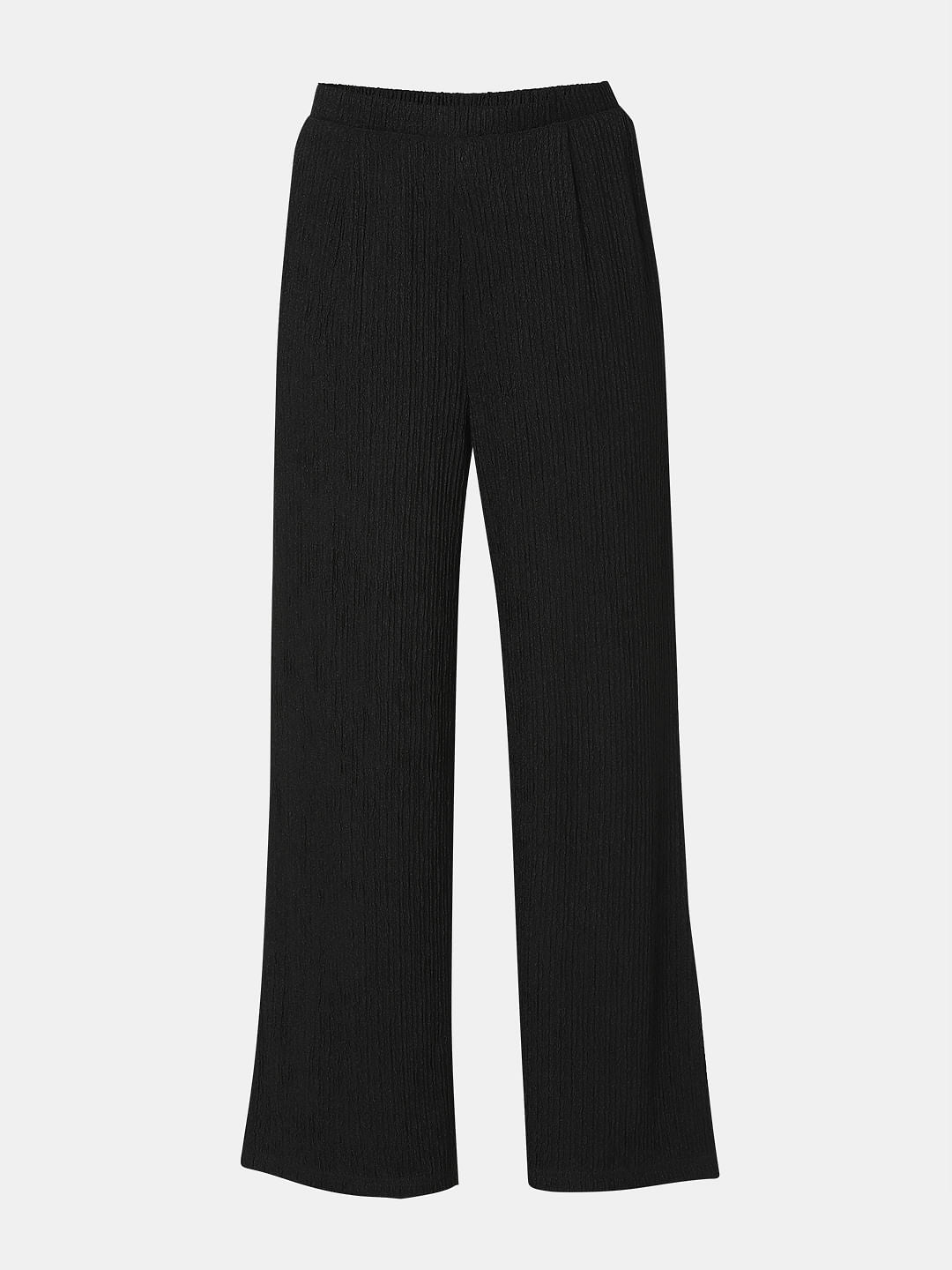 Black Knitted Textured Co-Ord Set Pants