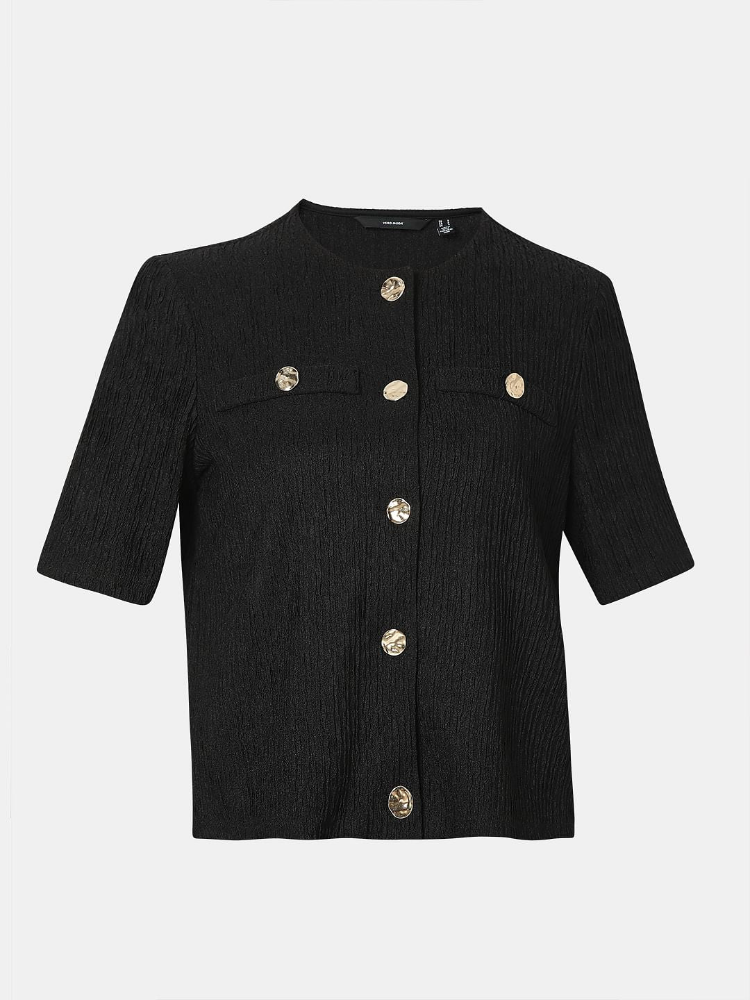 Black Knitted Textured Co-Ord Set Top