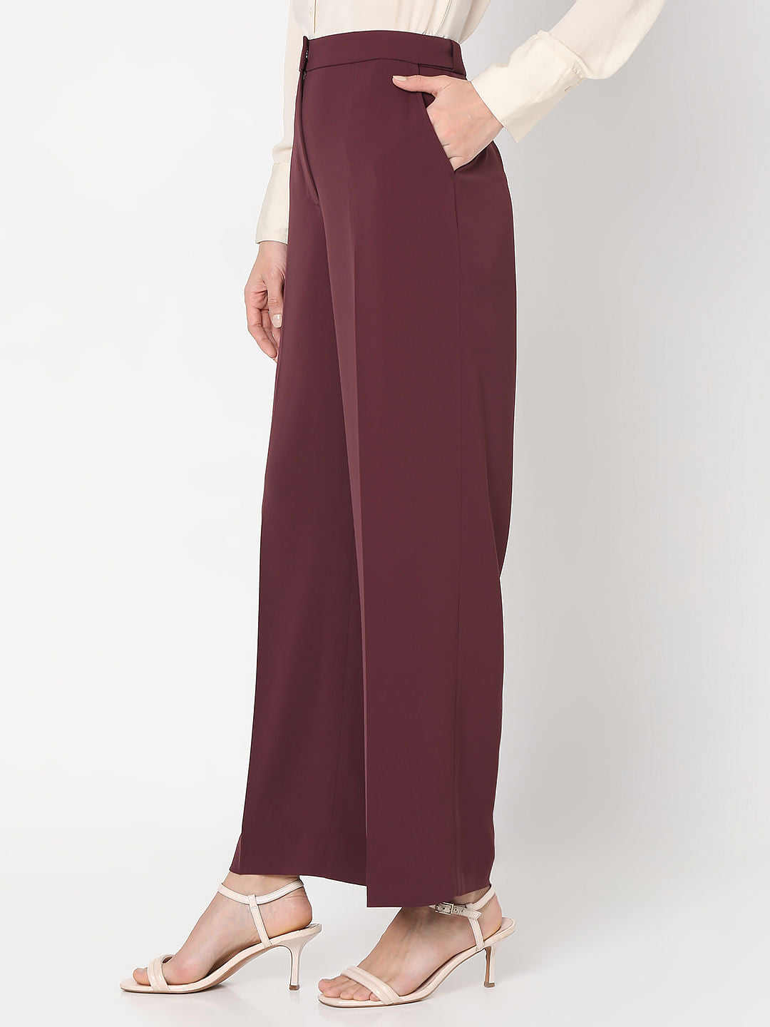 Maroon High Rise Pants