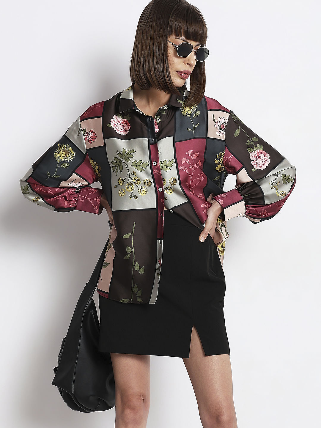 Green Large Floral Print Shirt