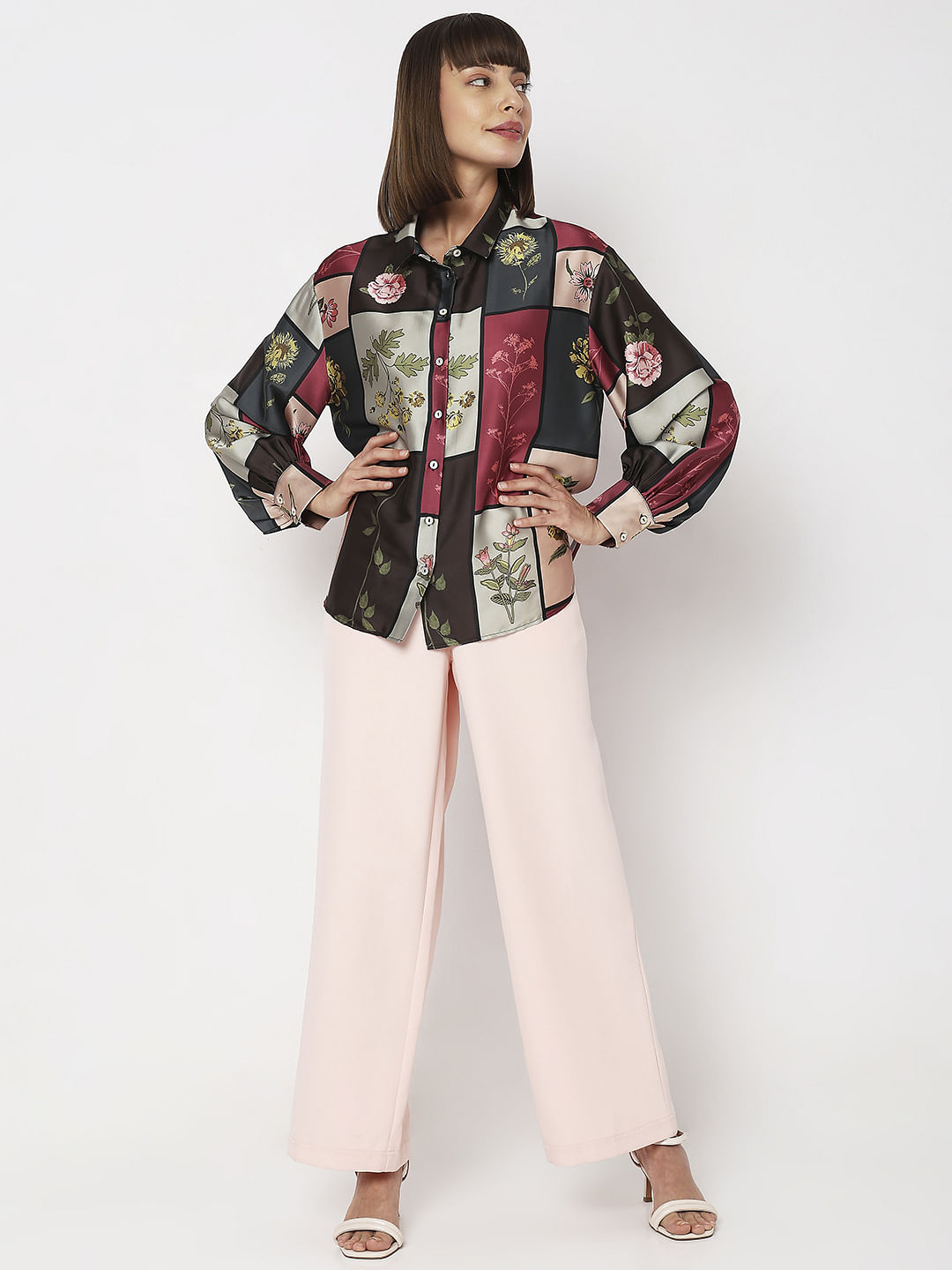 Green Large Floral Print Shirt