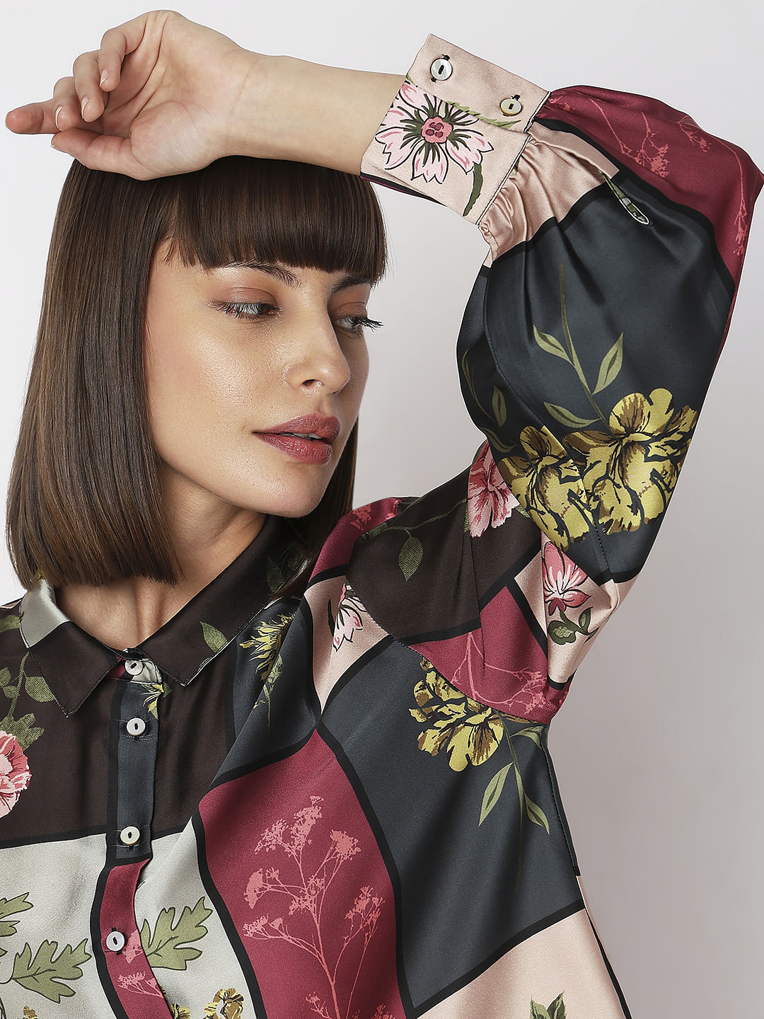 Green Large Floral Print Shirt