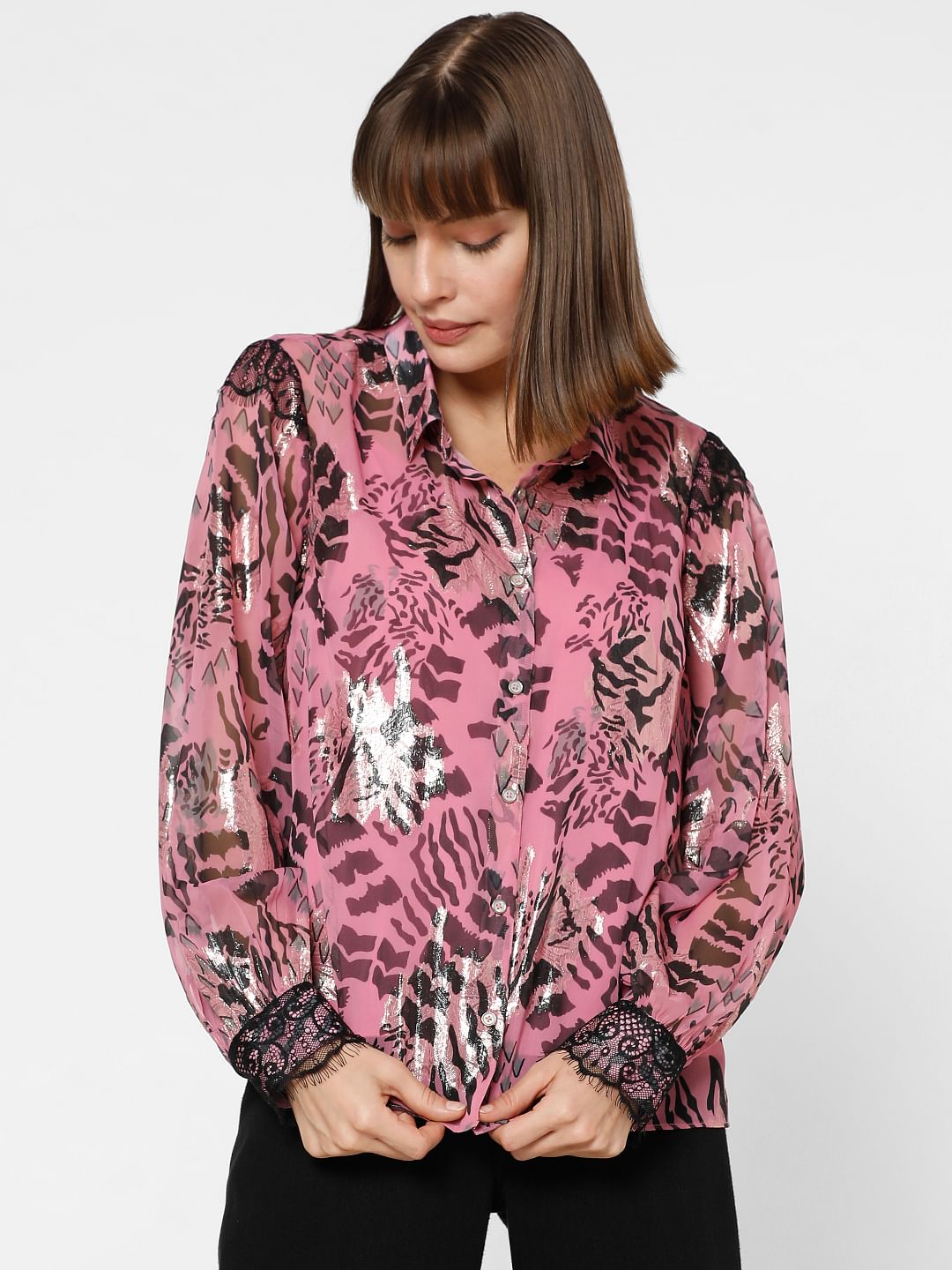 Pink Abstract Print Shirt