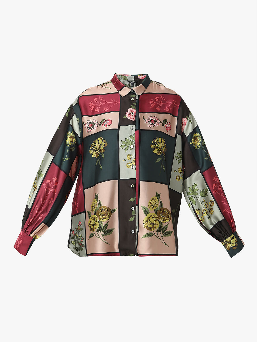 Curve Green Floral Print Shirt