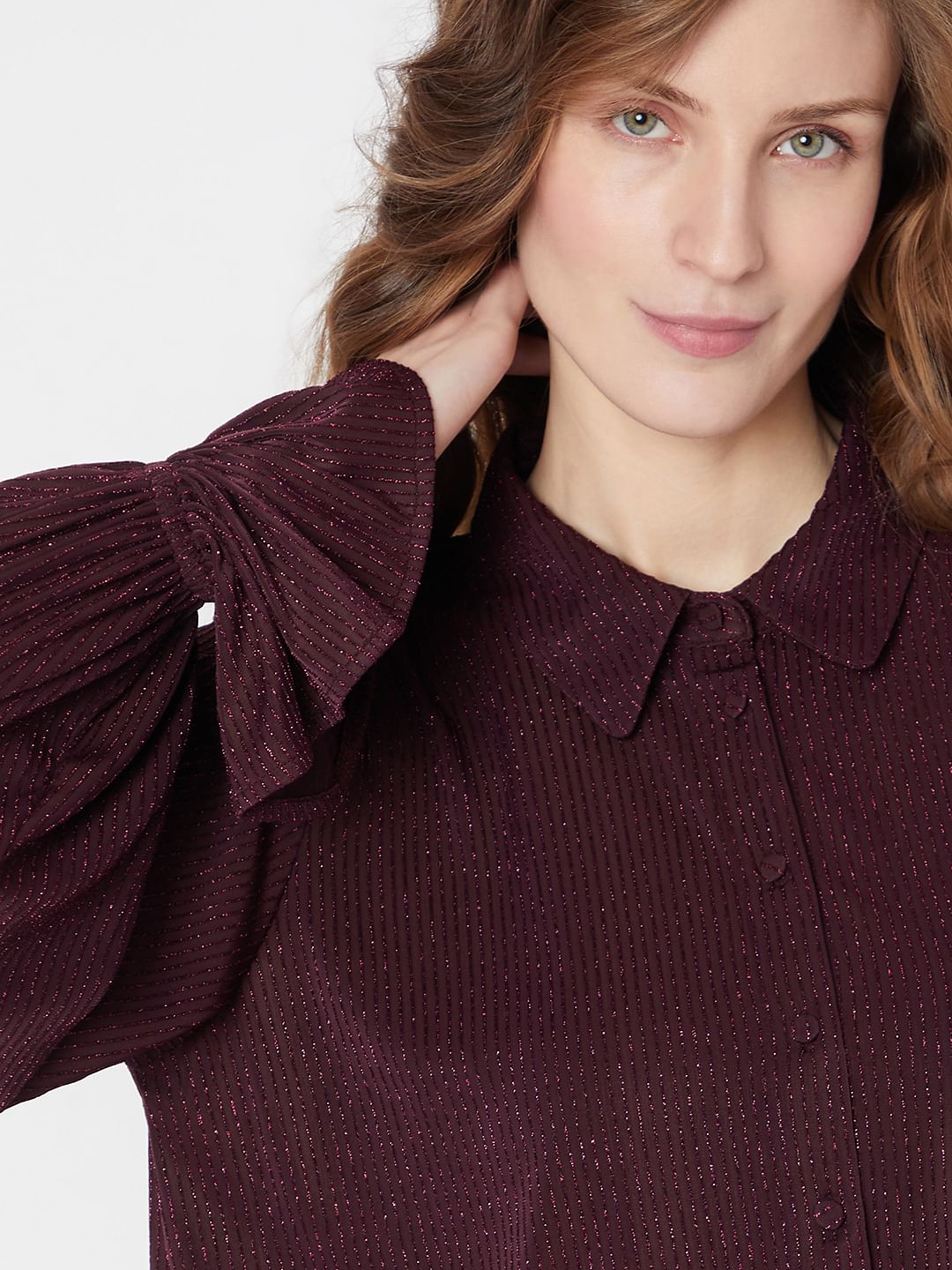 Maroon Metallic Lurex Shirt