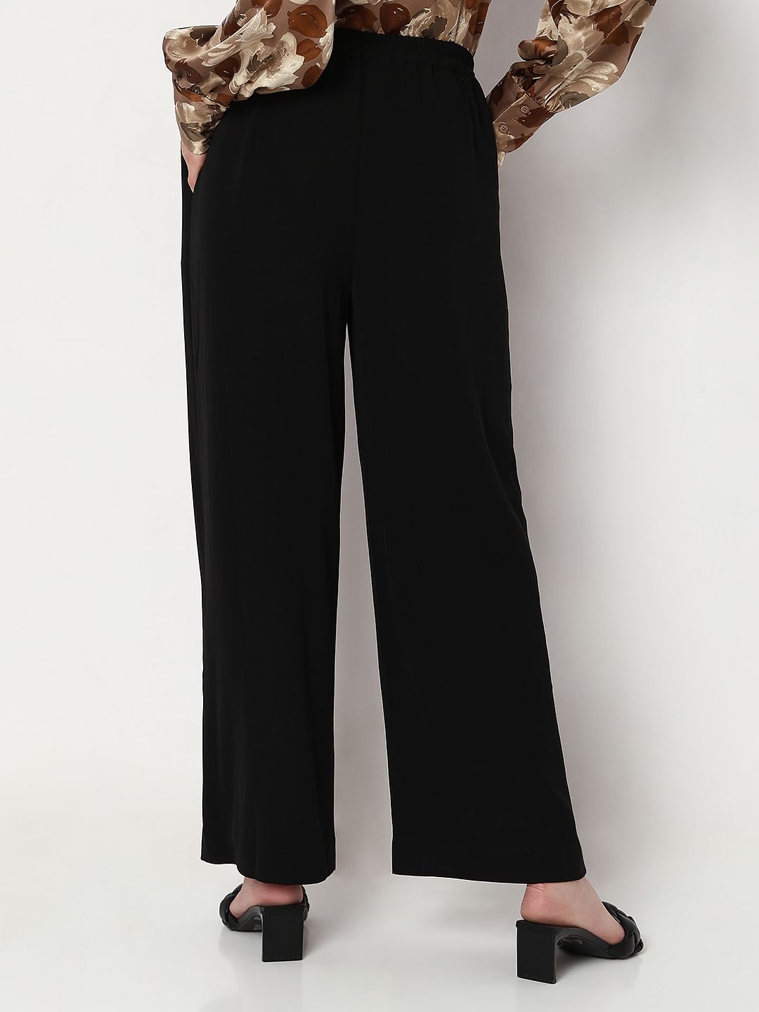 Black High Neck Straight Fit Pants
