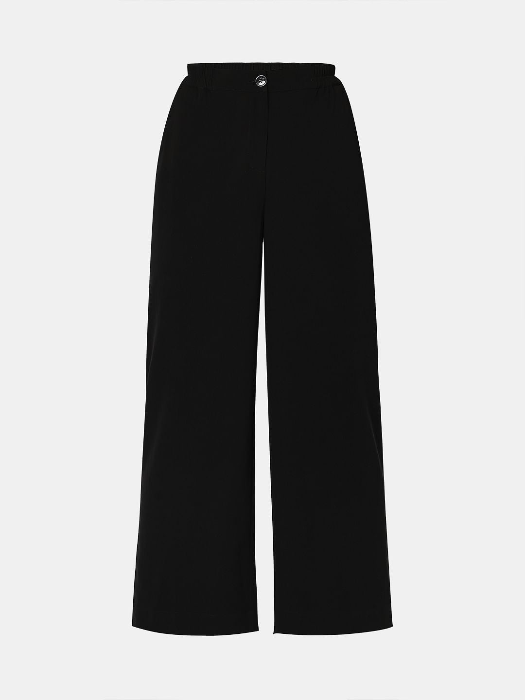 Black High Neck Straight Fit Pants
