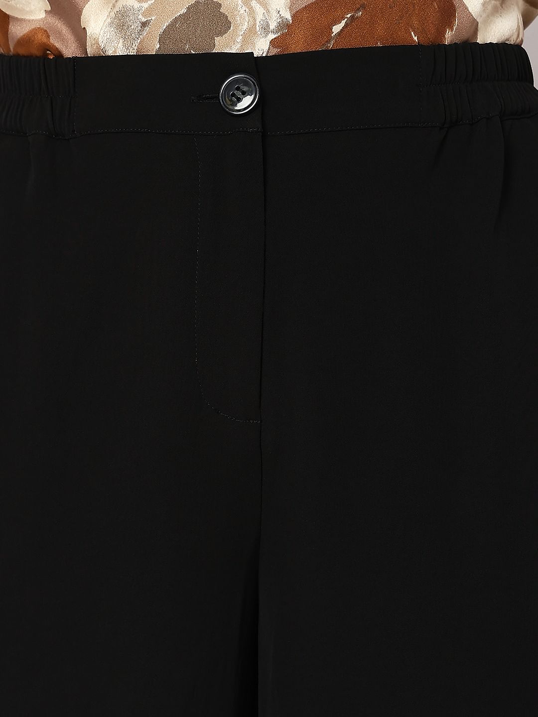 Black High Neck Straight Fit Pants