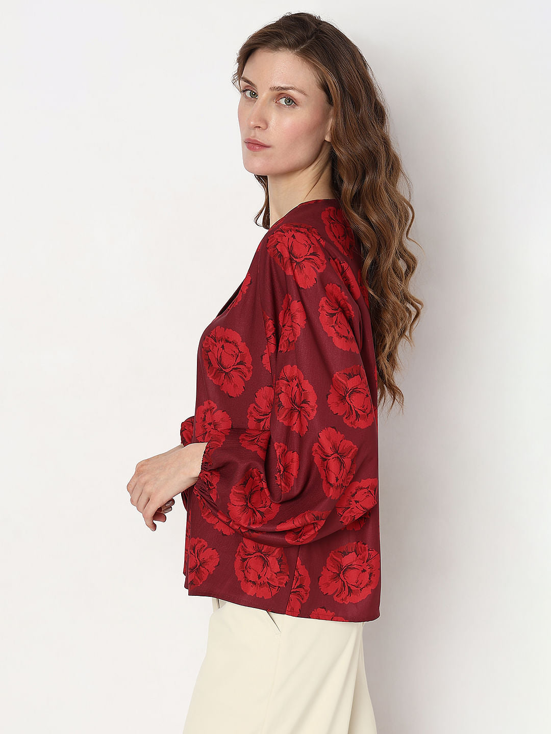 Red Floral Print Top
