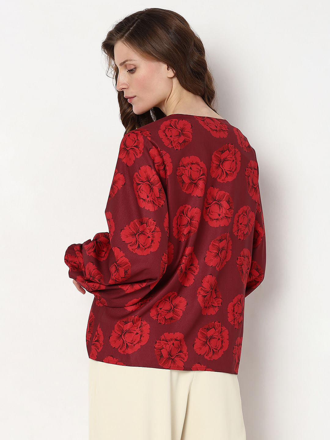 Red Floral Print Top