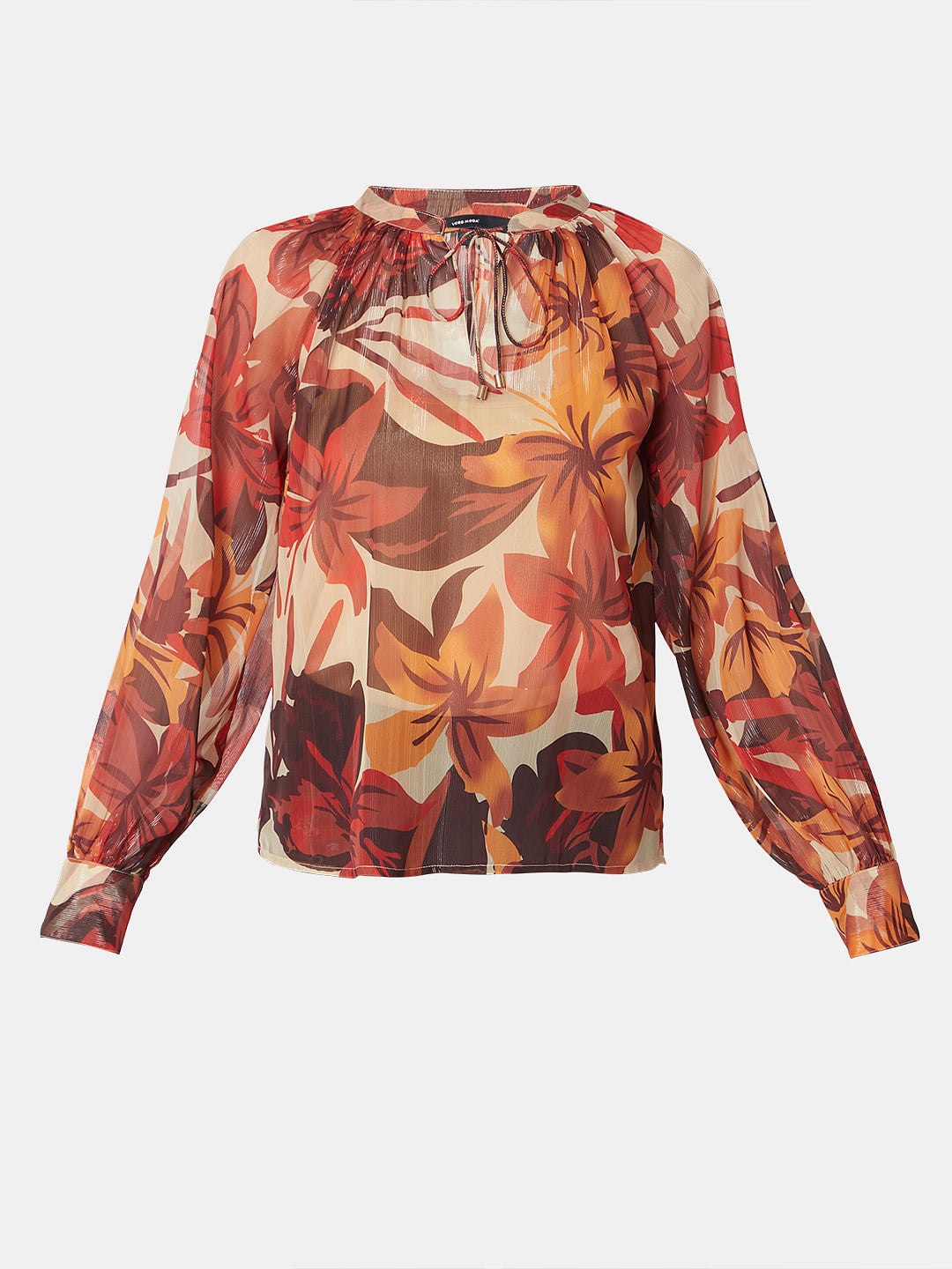 Orange Floral Print Top