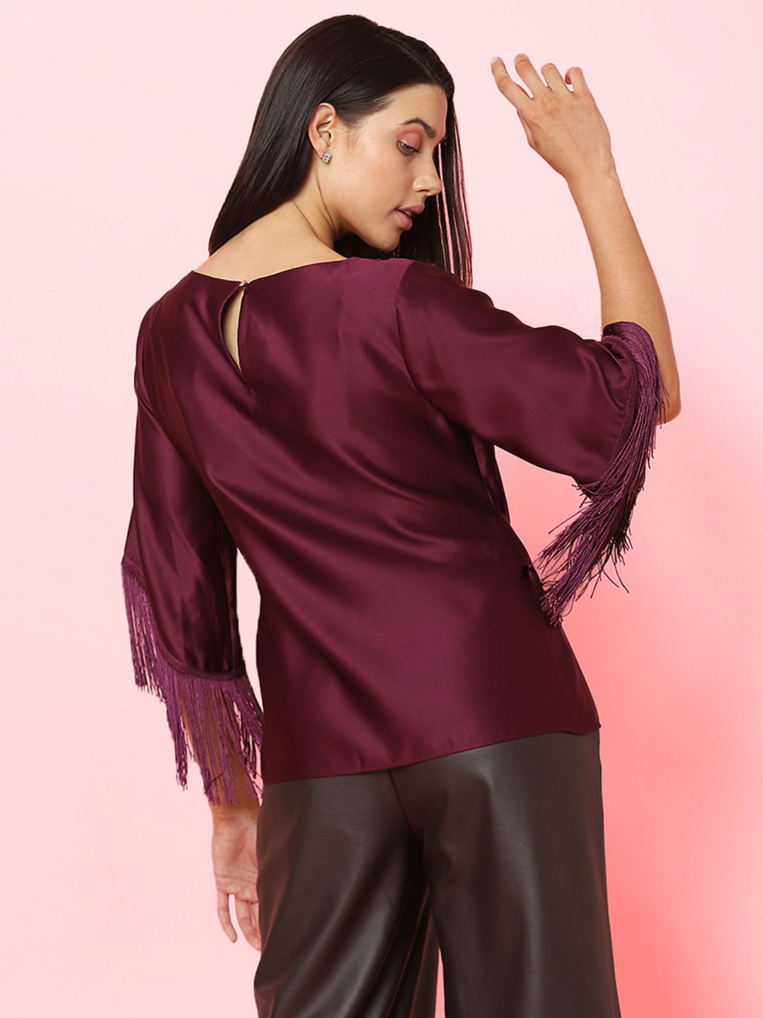 Marquee Dark Purple Fringe Detail Top