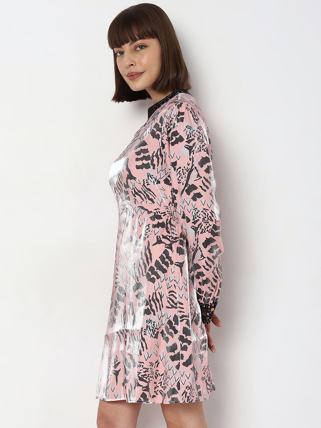 Pink Abstract Print Shift Dress
