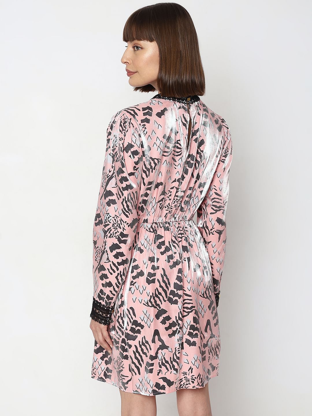 Pink Abstract Print Shift Dress