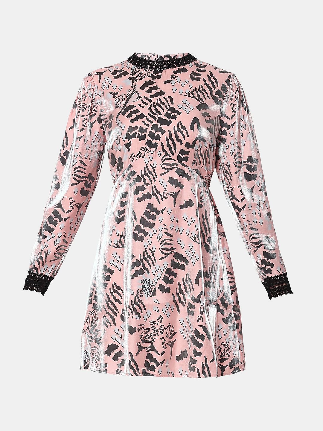 Pink Abstract Print Shift Dress