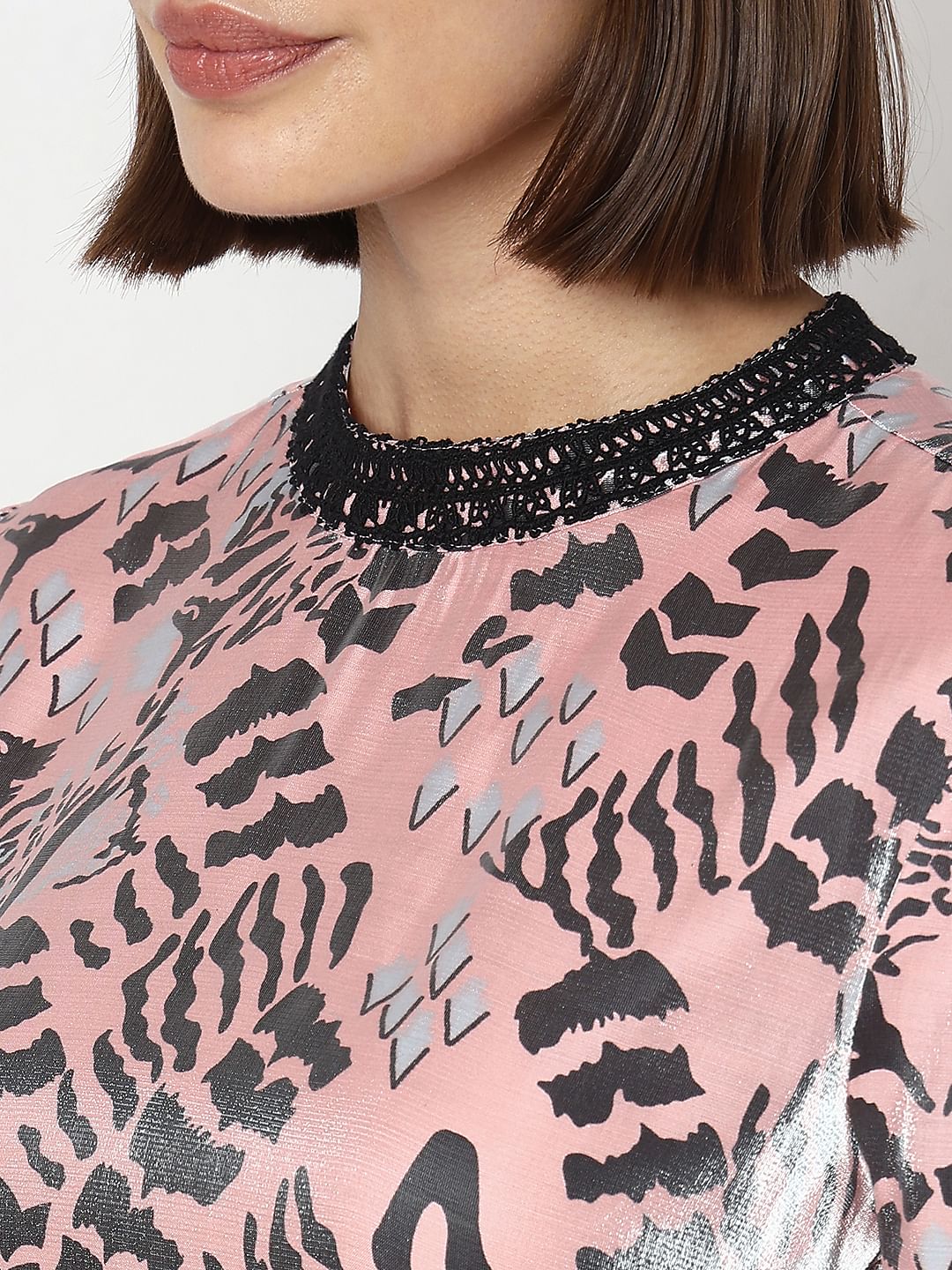 Pink Abstract Print Shift Dress