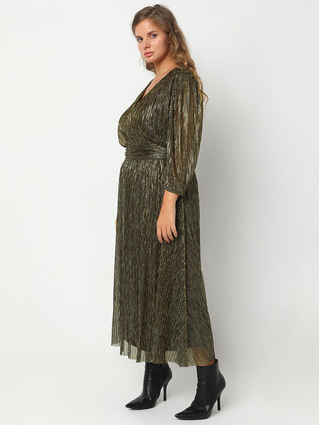 Curve Dark Brown Shimmer Maxi Dress