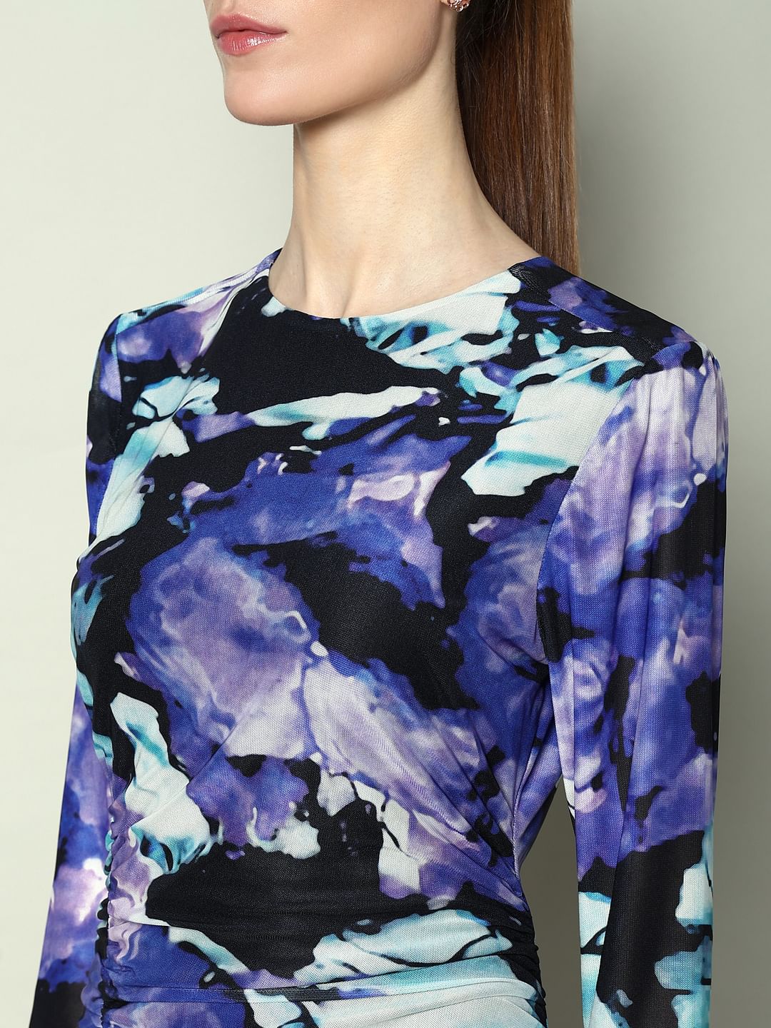 Marquee Blue Abstract Print Bodycon Dress