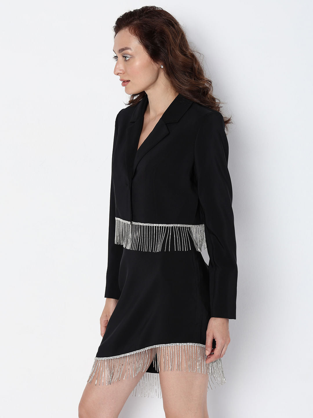 Marquee Black Cropped Embellished8 Co-Ord Set Blazer